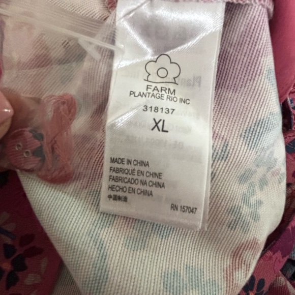 FARM Rio Floral Birds Blush Jumpsuit with Puff Sleeves Size: XL - Picture 11 of 16